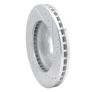 Buick Rendezvous Brake Rotor (1) - Front Left - R1 Concepts - Drilled & Slotted - Silver - `01-`07